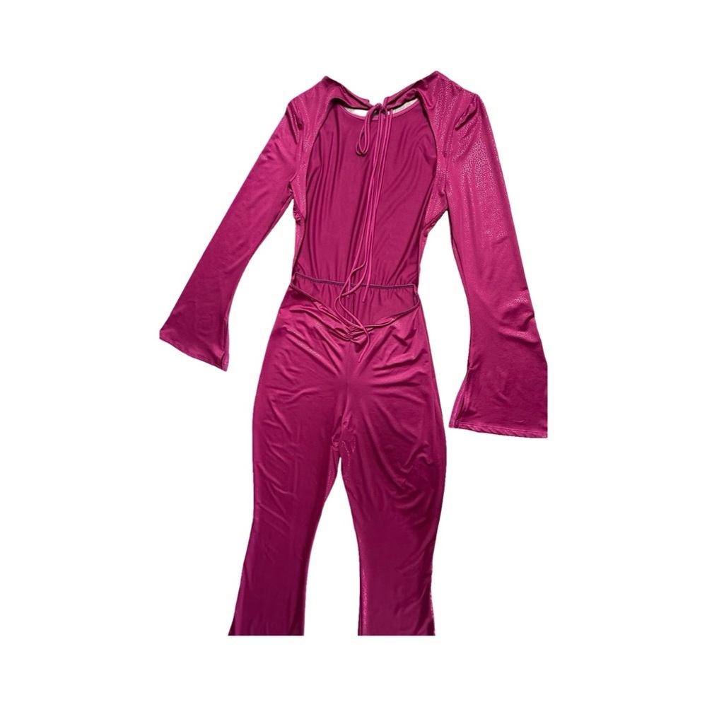 For Tall women Magenta Jumpsuit with Open Back. Size large no lining - Picture 5 of 15
